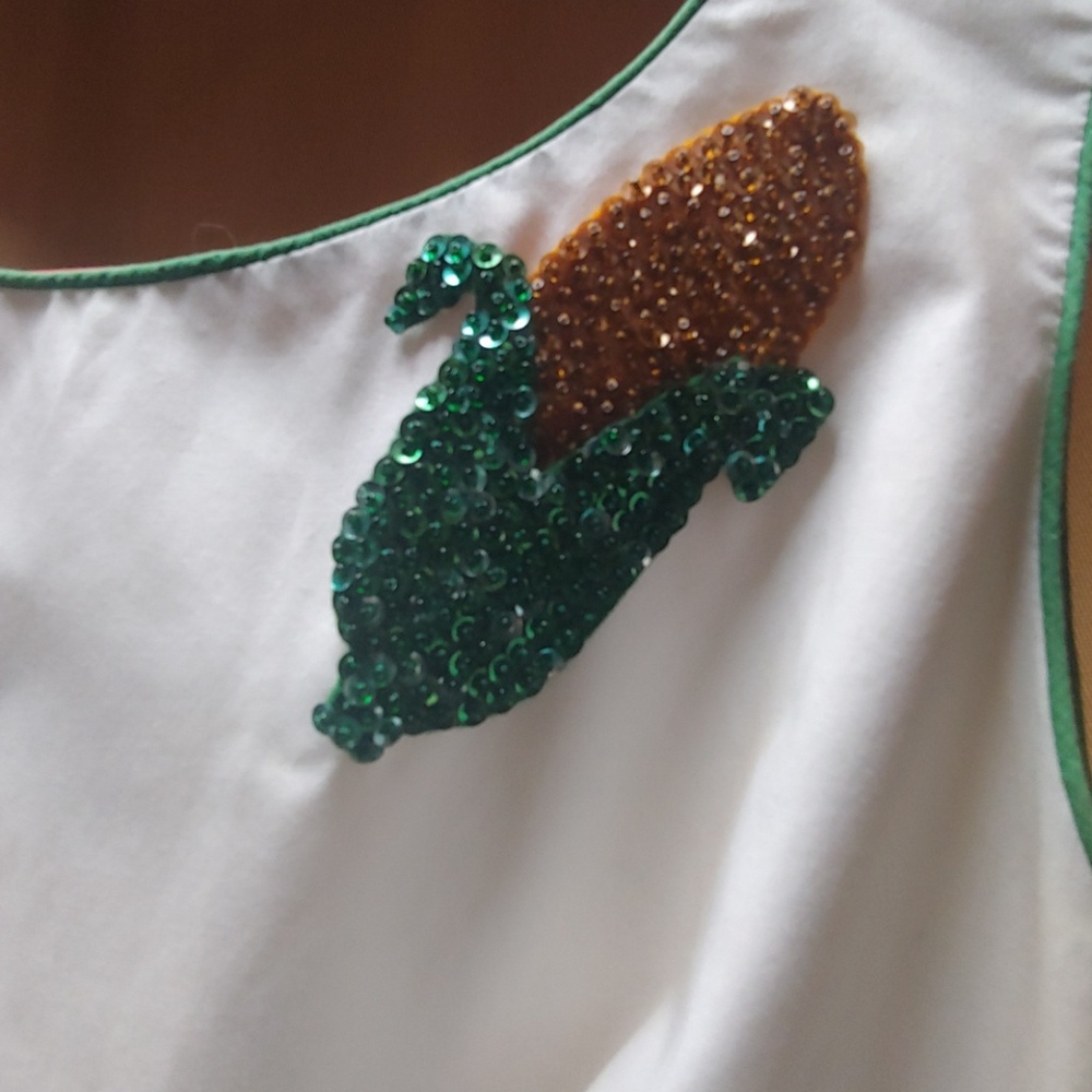 Vintage Handmade 50's 60's Cotton Corn Midi Dress - Picture 4 of 9